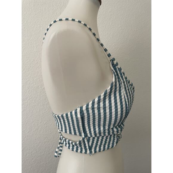 Jessica Simpson Swim Bikini Top Multicolor Striped Seersucker Swimwear - Picture 5 of 10